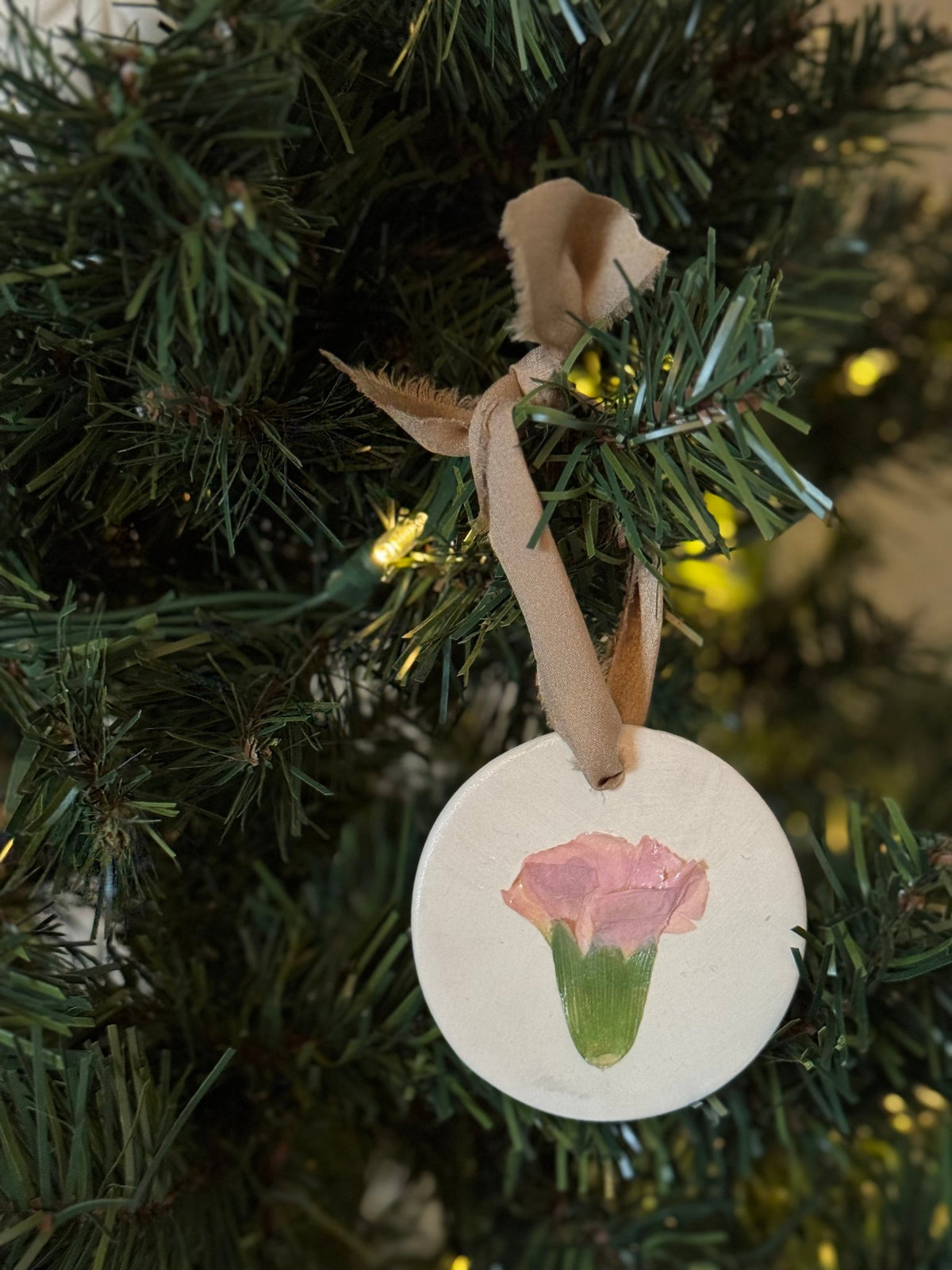 Pink Carnation Ornament (January Birth Month Flower) - Chelsey Walker Creative, LLC