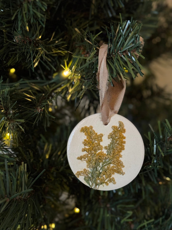 Yellow Yarrow Ornament - Chelsey Walker Creative, LLC